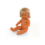 Caucasian Girl Baby Doll with Hair - 38cm - Modern Teaching Aids NZ