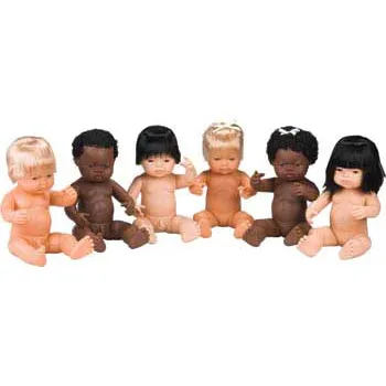 Multicultural Baby Dolls with Hair 38 cm (H) - Set of 6 - Modern Teaching Aids NZ