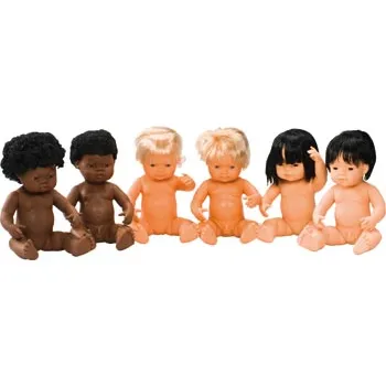 Multicultural Baby Dolls with Hair 38 cm (H) - Set of 6 - Modern Teaching Aids NZ