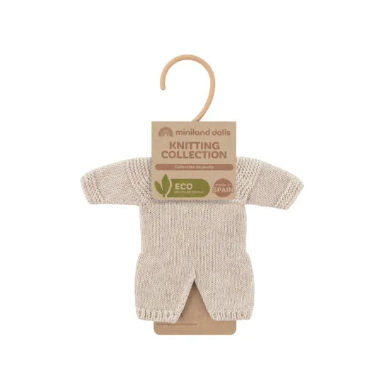Miniland Knitted Doll Pyjamas 21cm  Linen - Modern Teaching Aids NZ