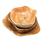 Natural Wooden Bowls - Set of 3