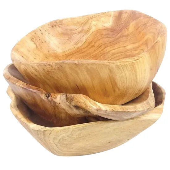 Natural Wooden Bowls - Set of 3