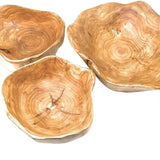 Natural Wooden Bowls - Set of 3