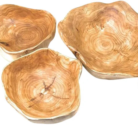 Natural Wooden Bowls - Set of 3