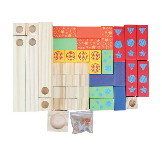 Wooden Marble Run 52 Pieces