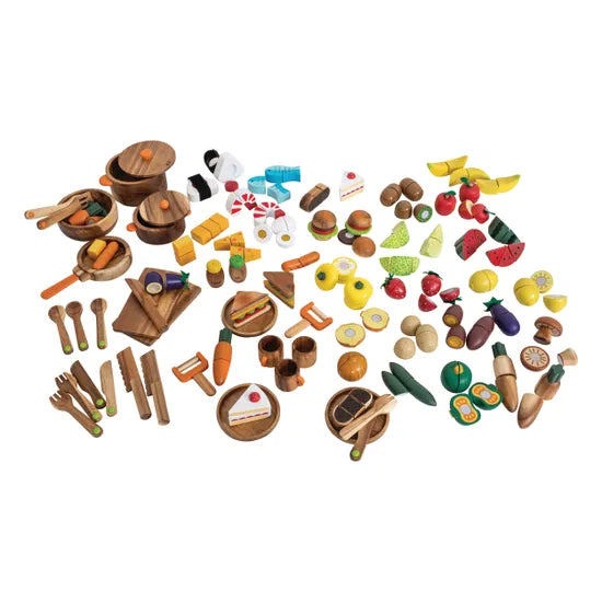 MTA Wooden Food & Crockery Set 47 Pieces - Modern Teaching Aids NZ