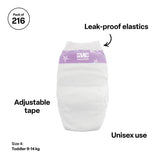 MTA Essentials Nappies - Toddler, 9-14 kg, Pack of 216