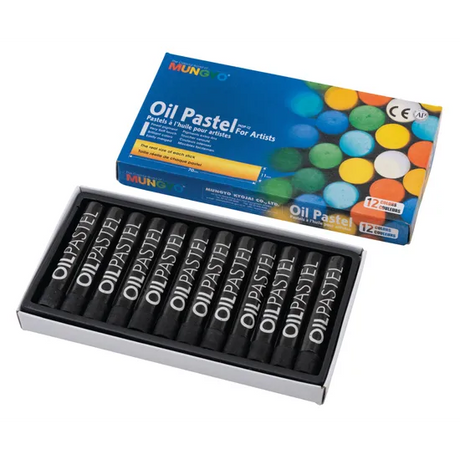 Mungyo Black Oil Pastels - Box of 12 - Modern Teaching Aids NZ