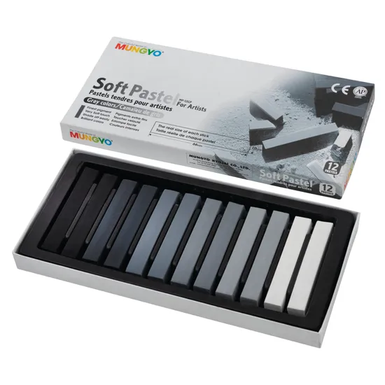 Mungyo Soft Pastels, Grey Tone - Box of 12 - Modern Teaching Aids NZ
