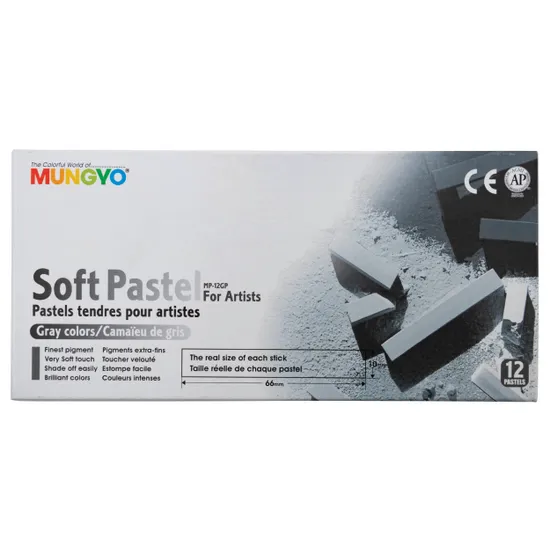 Mungyo Soft Pastels, Grey Tone - Box of 12 - Modern Teaching Aids NZ