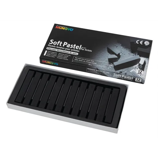 Mungyo Soft Pastels, Charcoal - Box of 12 - Modern Teaching Aids NZ