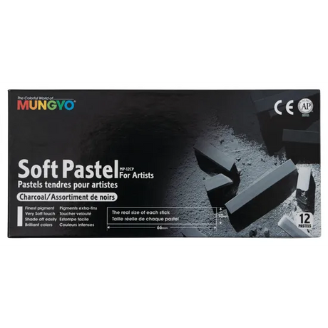 Mungyo Soft Pastels, Charcoal - Box of 12 - Modern Teaching Aids NZ
