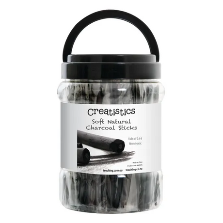 Creatistics Natural Soft Charcoal Sticks- Tub of 144 - Modern Teaching Aids NZ