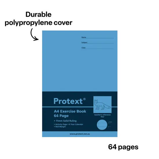 Protext Exercise Book A4 11mm 64p - Modern Teaching Aids NZ
