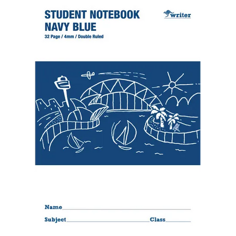 Writer Student Notebook Navy Blue 250x175 mm 4 mm 32p - Modern Teaching Aids NZ