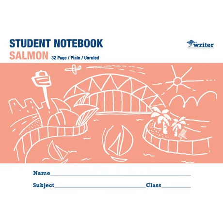 Writer Student Notebook Salmon 175x240 mm Plain 32p - Modern Teaching Aids NZ
