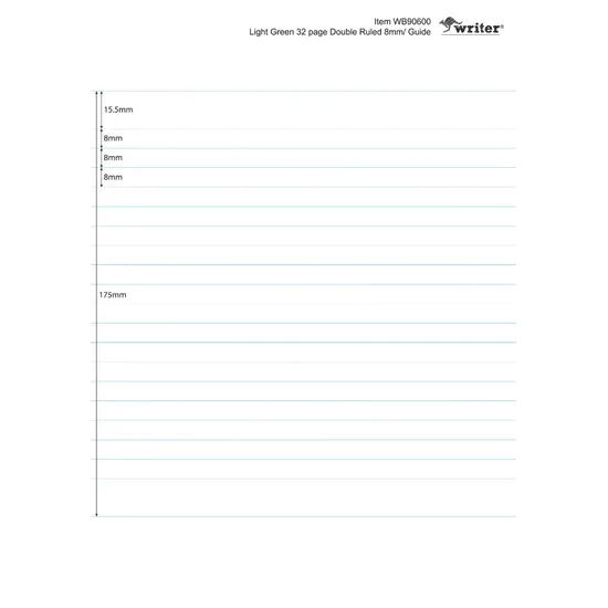 Writer Student Notebook Lime 175x240 mm 8 mm 32p - Modern Teaching Aids NZ