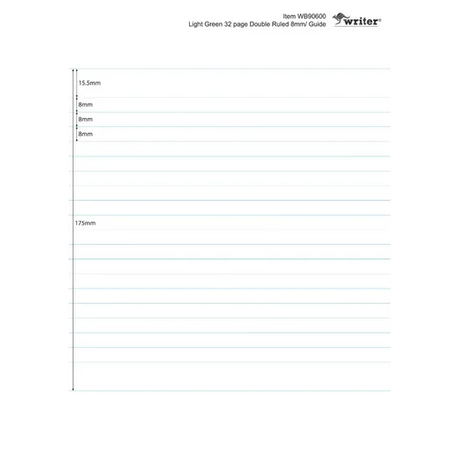 Writer Student Notebook Lime 175x240 mm 8 mm 32p - Modern Teaching Aids NZ