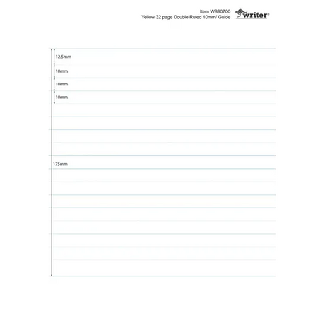 Writer Student Notebook Yellow 175x240 mm 10 mm 32p - Modern Teaching Aids NZ