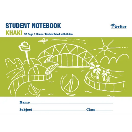 Writer Student Notebook Khaki 175x240 mm 12 mm 32p - Modern Teaching Aids NZ