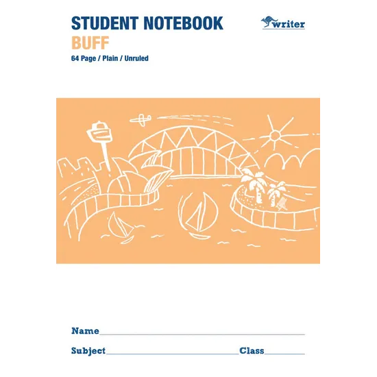Writer Student Notebook Buff 250x175 mm Plain 64p - Modern Teaching Aids NZ