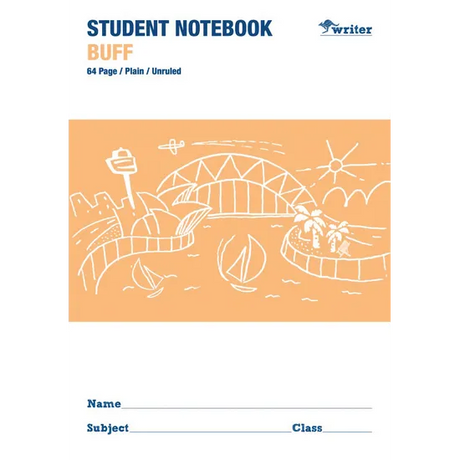 Writer Student Notebook Buff 250x175 mm Plain 64p - Modern Teaching Aids NZ