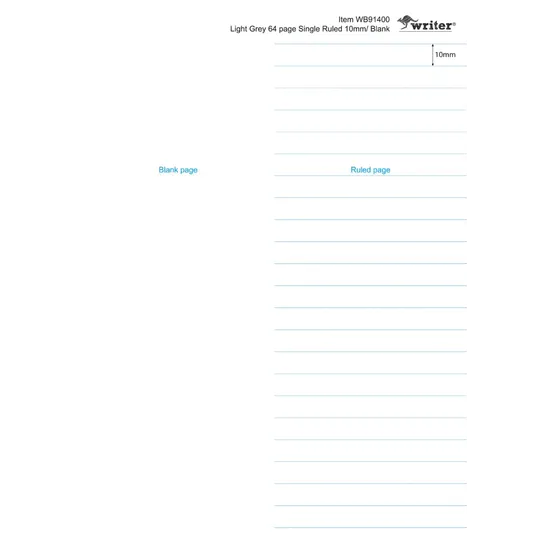 Writer Student Notebook Light Grey 250x175 mm 10 mm 64p - Modern Teaching Aids NZ