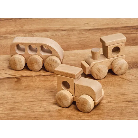 Wooden Trains Set Pack of 3 - Modern Teaching Aids NZ