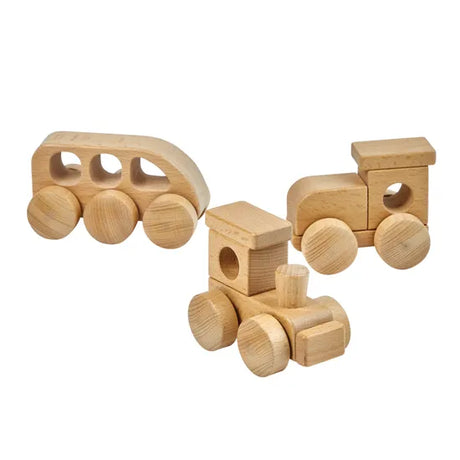 Wooden Trains Set Pack of 3 - Modern Teaching Aids NZ