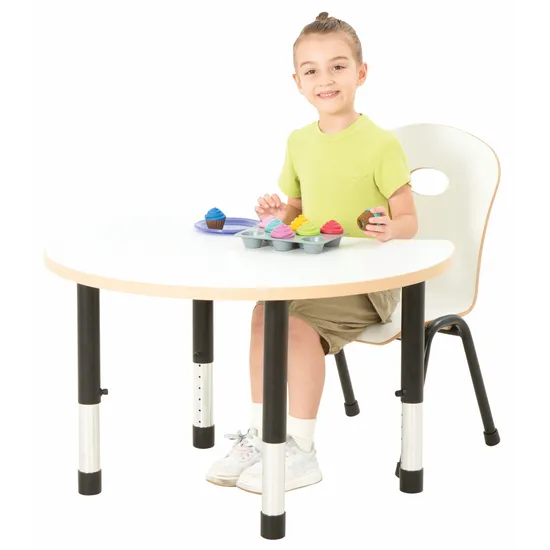 Norwegia Spaces Adjustable Height Cut Away Table - White - 39-61.5 (H) cm