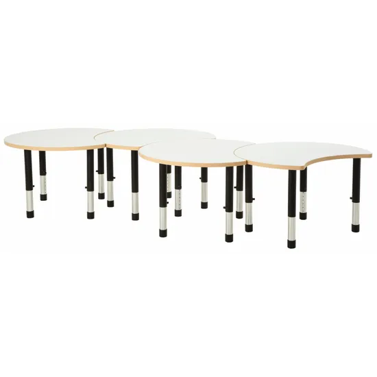 Norwegia Spaces Adjustable Height Cut Away Table - White - Set of 4 - 39-61.5 (H) cm