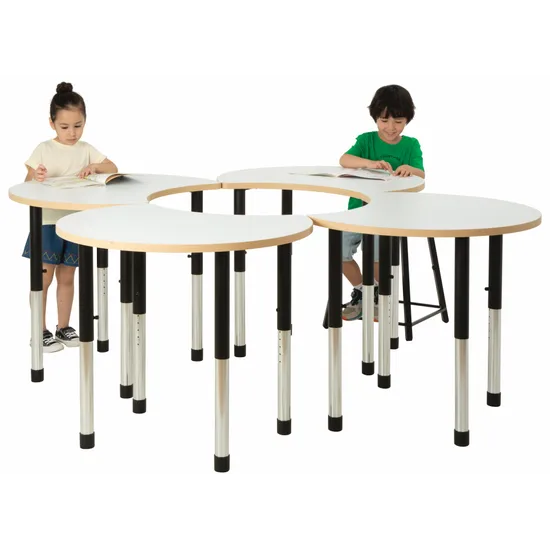Norwegia Spaces Adjustable Height Cut Away Table - White - Set of 4 - 57-79.5 (H) cm