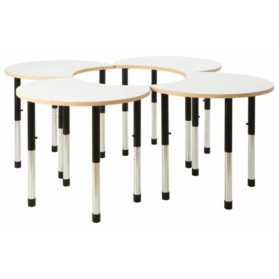 Norwegia Spaces Adjustable Height Cut Away Table - White - Set of 4 - 57-79.5 (H) cm