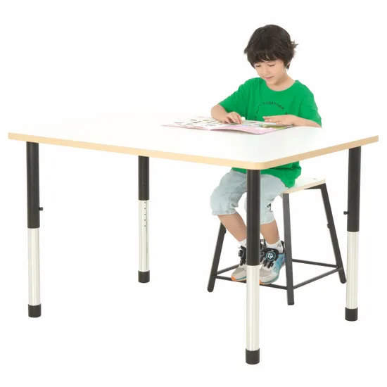 Norwegia Spaces Adjustable Height Rectangular Table - White - 120 (L) x 80 (W) x 57-79.5 (H) cm - Modern Teaching Aids NZ