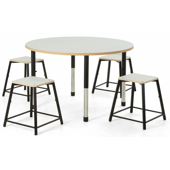 Norwegia Spaces Adjustable Height Round Table - White - 120 (dia.) x 57-79.5 (H) cm