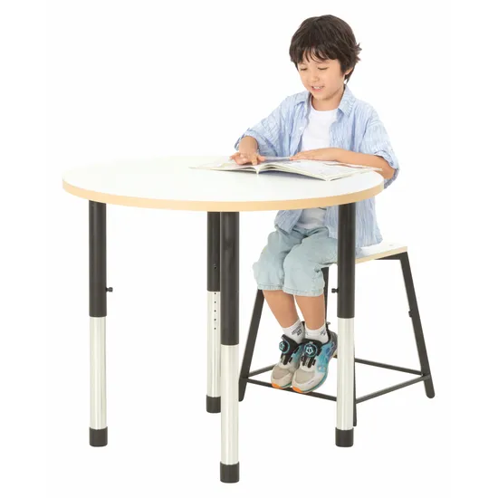 Norwegia Spaces Adjustable Height Round Table - White - 85 (dia.) x 57-79.5 (H) cm - Modern Teaching Aids NZ