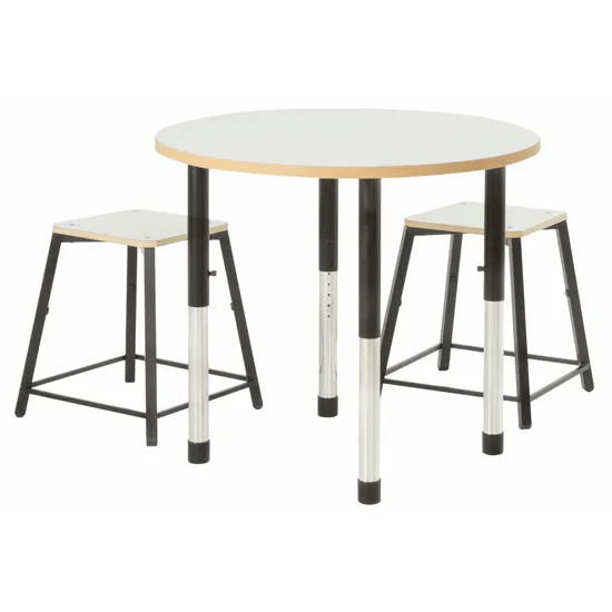 Norwegia Spaces Adjustable Height Round Table - White - 85 (dia.) x 57-79.5 (H) cm - Modern Teaching Aids NZ