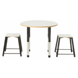 Norwegia Spaces Adjustable Height Round Table - White - 85 (dia.) x 57-79.5 (H) cm - Modern Teaching Aids NZ