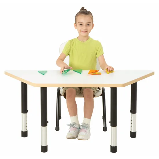 Norwegia Spaces Adjustable Height Trapezoidal Table - White - 39-61.5 (H) cm