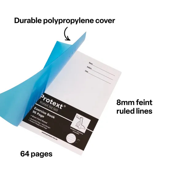 Protext Exercise Book 225 x 175 mm 8 mm 96p - Modern Teaching Aids NZ