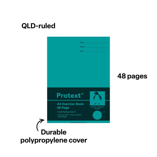 Protext Exercise Book QLD A4 Year 2 48p - Modern Teaching Aids NZ