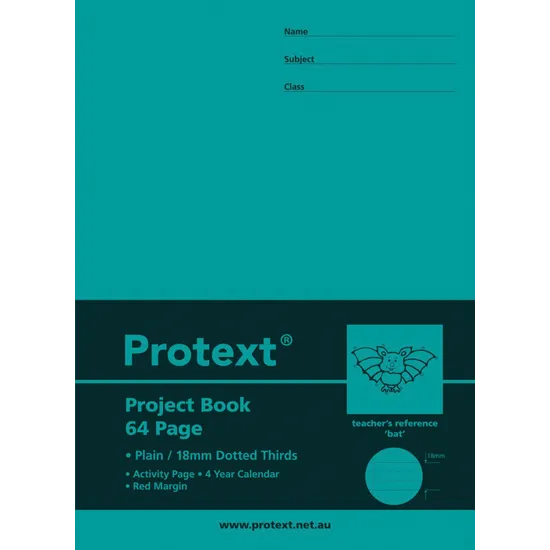 Protext Dotted Thirds Project Book 330x240 mm Plain/ 18 mm 64p - Modern Teaching Aids NZ