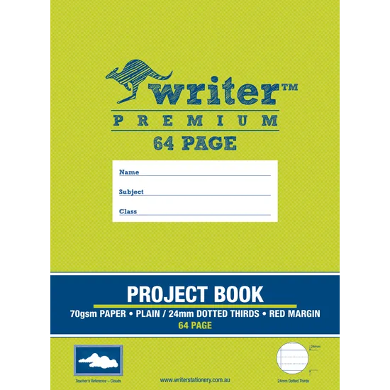 Writer Premium Dotted Thirds Project 330x240 mm 24 mm 64p - Modern Teaching Aids NZ