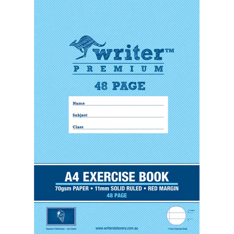 Writer Premium A4 Exerise Book 48p 11mm - Modern Teaching Aids NZ