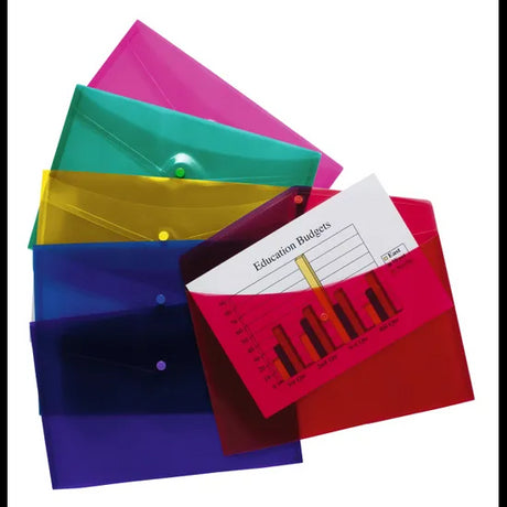 Button Close Document Envelopes - Pack of 12 - Modern Teaching Aids NZ