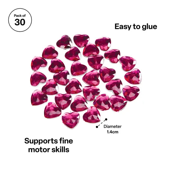 Heart Rhinestones Pink - Pack of 30 - Modern Teaching Aids NZ