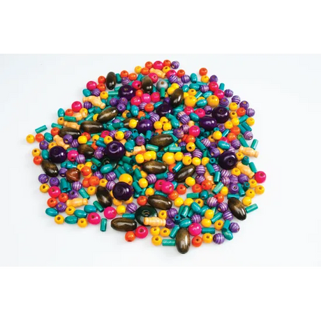 Assorted Coloured Wooden Beads 150g - Modern Teaching Aids NZ