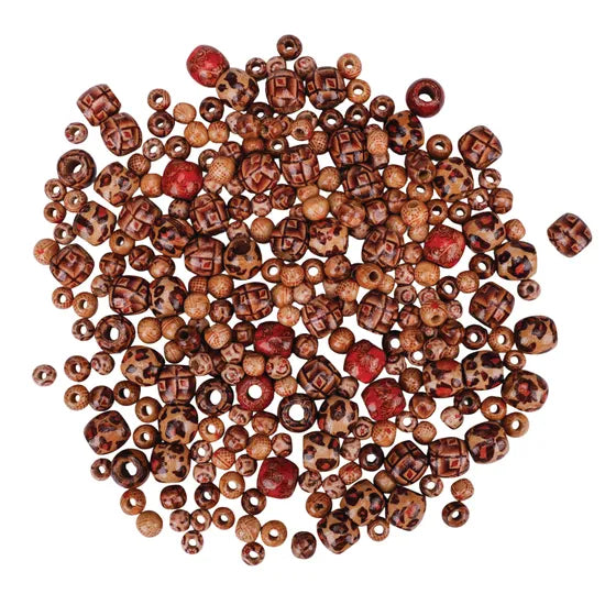 Assorted Wooden Tribal Beads - 250 g