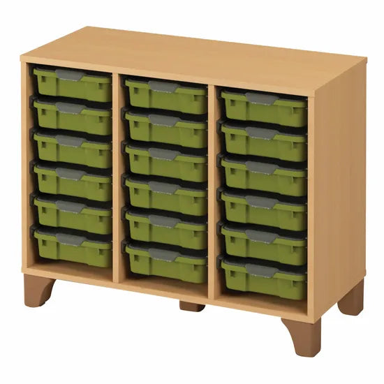 Axima Tote Tray Cabinet with 18 Small Green Trays - 74 cm (H)