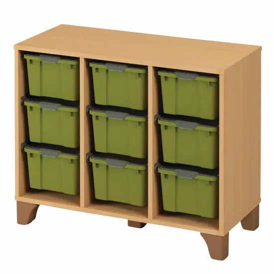 Axima Tote Tray Cabinet with 9 Large Green Trays - 74 cm (H)